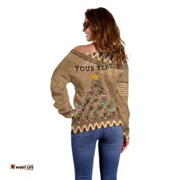 Personalised Wombat Christmas Tree Off Shoulder Sweater Australia Merry Xmas Simple Style