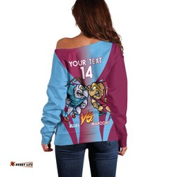 Custom NSW Blues And QLD Maroons Rugby Off Shoulder Sweater 2024 Cockroaches Cane toads Together