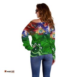 Personalised New Zealand Warriors ANZAC Off Shoulder Sweater Scratch Style