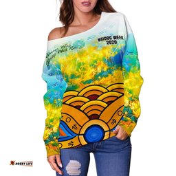 Aboriginal Women's Off Shoulder Sweater, Australia Kangaroo Naidoc Week 2021