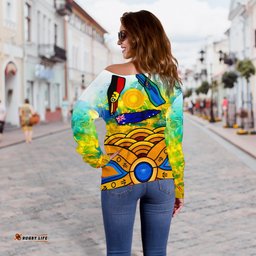 Aboriginal Women's Off Shoulder Sweater, Australia Kangaroo Naidoc Week 2021