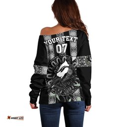 Personalised Collingwood Football Off Shoulder Sweater Champions GO Magpies