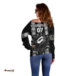 Personalised Collingwood Football Off Shoulder Sweater Champions GO Magpies