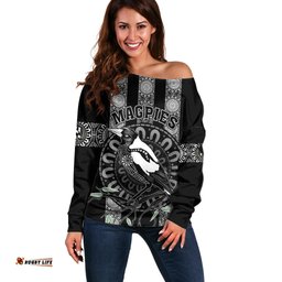 Personalised Collingwood Football Off Shoulder Sweater Champions GO Magpies