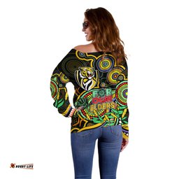 Richmond Football Aboriginal Art Off Shoulder Sweater NAIDOC Indigenous Tribal