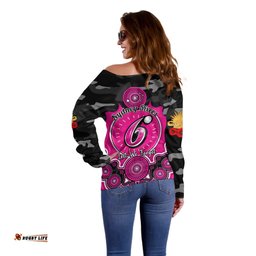Sydney Sixers ANZAC 2024 Off Shoulder Sweater Lest We Forget Poppy Mix Camouflage