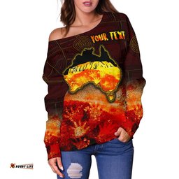 Aboriginal Personalised Women's Off Shoulder Sweater Anangu Custodians