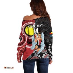 Custom AFL St Kilda NAIDOC Week Off Shoulder Sweater Keep The Fire Burning Indigenous Art