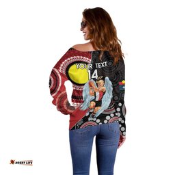 Custom AFL St Kilda NAIDOC Week Off Shoulder Sweater Keep The Fire Burning Indigenous Art