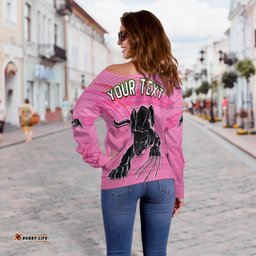 Custom Personalised Panthers Proud Off Shoulder Sweater Back to Back Premiers Version Pink