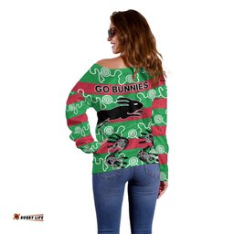 Rabbitohs Rugby Premiers Off Shoulder Sweater Go The Bunnies Aboriginal Dots