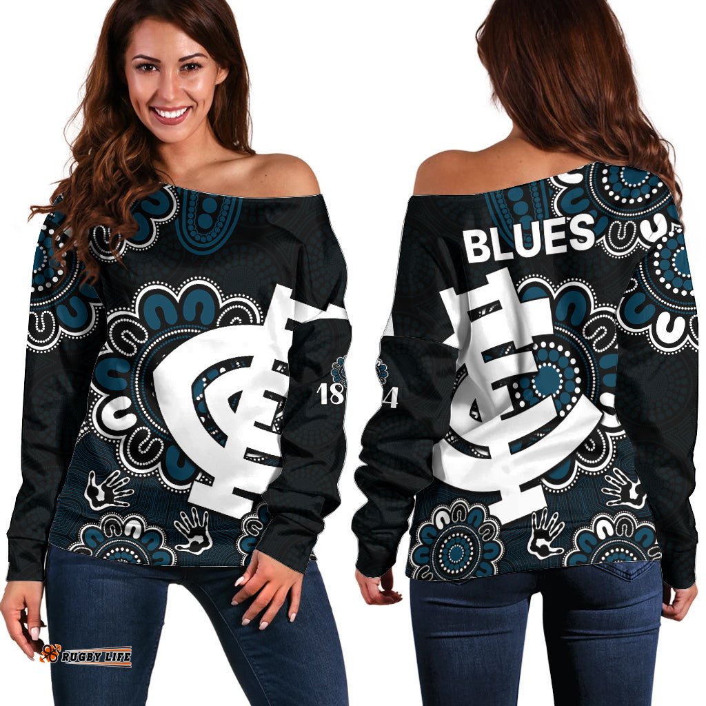 AFL Carlton Blues 1864 Aboriginal Off Shoulder Sweater