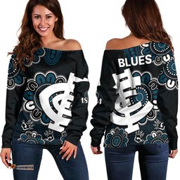AFL Carlton Blues 1864 Aboriginal Off Shoulder Sweater