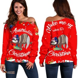Australia Christmas Women's Off Shoulder Sweater Red Merry Christmas