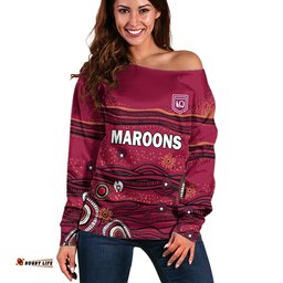 QLD Maroons Rugby Off Shoulder Sweater Indigenous