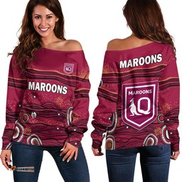 QLD Maroons Rugby Off Shoulder Sweater Indigenous