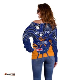 Personalised Australia Barbecue Off Shoulder Sweater Aussie Lovers BBQ Indigenous Version
