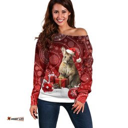 Australia Christmas Wallaby Off Shoulder Sweater Aboriginal Art