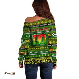 Personalized Panthers Rugby Xmas Off Shoulder Sweater Australia NRL Mascot