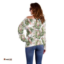 Australia Pink Cockatoo Off Shoulder Sweater Aussie Orchids Seamless Pattern