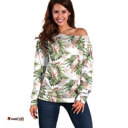 Australia Pink Cockatoo Off Shoulder Sweater Aussie Orchids Seamless Pattern