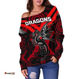 Custom Personalised Dragons Women's Off Shoulder Sweater St. George Aboriginal, Custom Text And Number