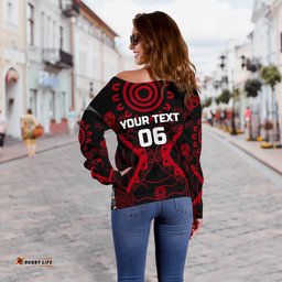 Custom Personalised Dragons Women's Off Shoulder Sweater St. George Aboriginal, Custom Text And Number