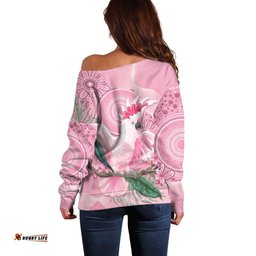 Pink Cockatoo Australia Off Shoulder Sweater Aussie Cacatua Leadbeateri Aboriginal Art