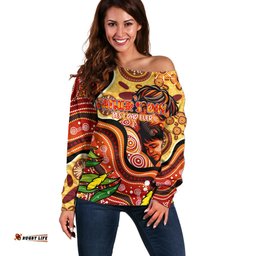Custom Father's Day Australia Off Shoulder Sweater Best Dad Ever Aboriginal Art