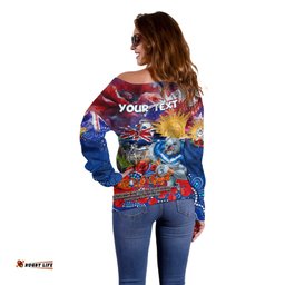 Personalised Australia Rugby Bulldogs ANZAC Off Shoulder Sweater Canterbury Bankstown Scratch Style