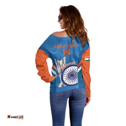Custom India Cricket Off Shoulder Sweater 2nd Champions World Cup Men In Blue