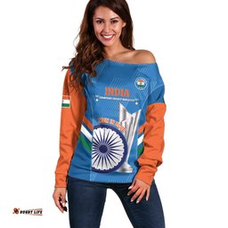 Custom India Cricket Off Shoulder Sweater 2nd Champions World Cup Men In Blue