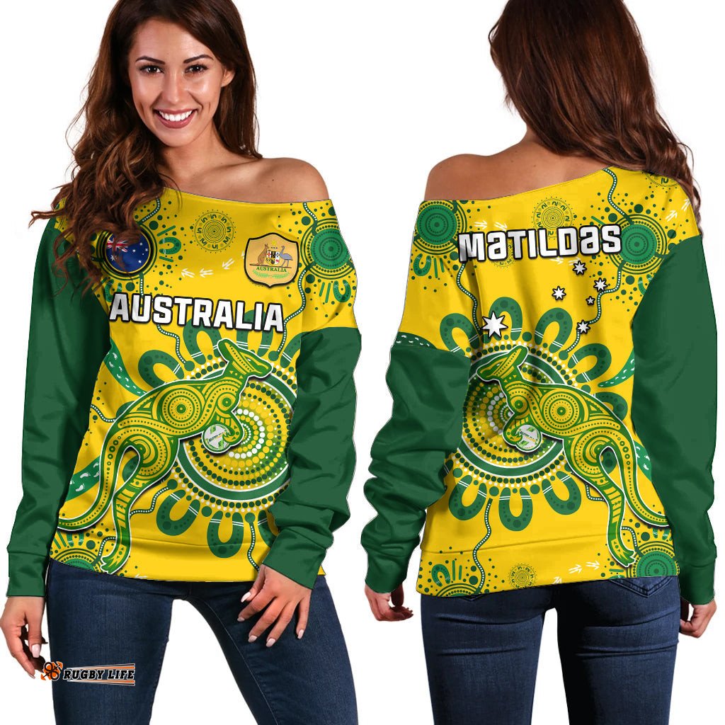 Australia Soccer Off Shoulder Sweater Kangaroos Matildas FIFA Womens World Cup