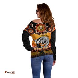 Personalised Australia Gemini Sugar Gilder Zodiac Off Shoulder Sweater Auz Astrology Aboriginal Red