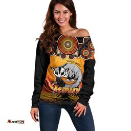Personalised Australia Gemini Sugar Gilder Zodiac Off Shoulder Sweater Auz Astrology Aboriginal Red