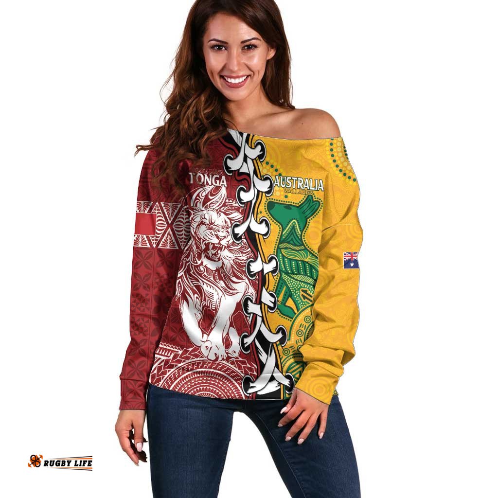 Mate Ma'a Tonga Vs Australia Rugby Personalized Off Shoulder Sweater Special Mascots