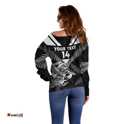 Aotearoa Silver Fern Rugby Custom Off Shoulder Sweater 2024 Go Kiwi