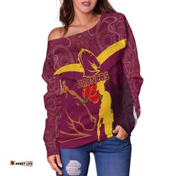 Brisbane Broncos Anzac Day Women Off Shoulder Sweater Indigenous Art