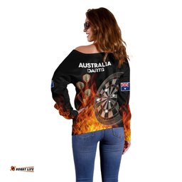 Australia Darts Fire Burning Black Style Off Shoulder Sweater