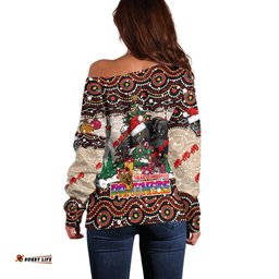Penrith Panthers Christmas Off Shoulder Sweater Rugby Australia Mascot