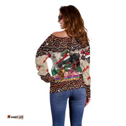 Penrith Panthers Christmas Off Shoulder Sweater Rugby Australia Mascot