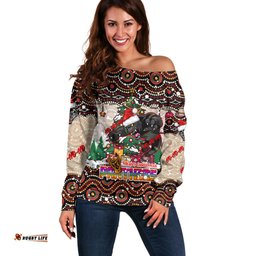 Penrith Panthers Christmas Off Shoulder Sweater Rugby Australia Mascot