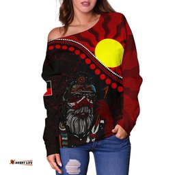 Aboriginal Women's Off Shoulder Sweater Indigenous People And Sun
