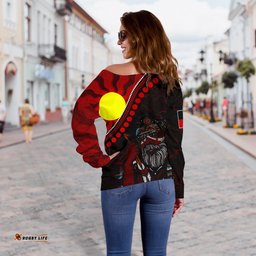 Aboriginal Women's Off Shoulder Sweater Indigenous People And Sun