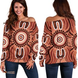 Aboriginal Women's Off Shoulder Sweater Indigenous Art Patterns Ver02