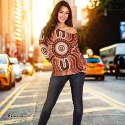 Aboriginal Women's Off Shoulder Sweater Indigenous Art Patterns Ver02