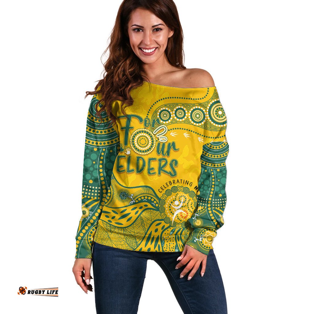 Personalised NAIDOC Week Aboriginal Off Shoulder Sweater Australia Socceroos Indigenous