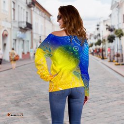 Aboriginal Women's Off Shoulder Sweater Indigenous Fishing