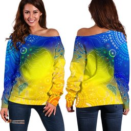Aboriginal Women's Off Shoulder Sweater Indigenous Fishing