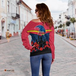 Adelaide Crows Anzac Day Women Off Shoulder Sweater Indigenous Art